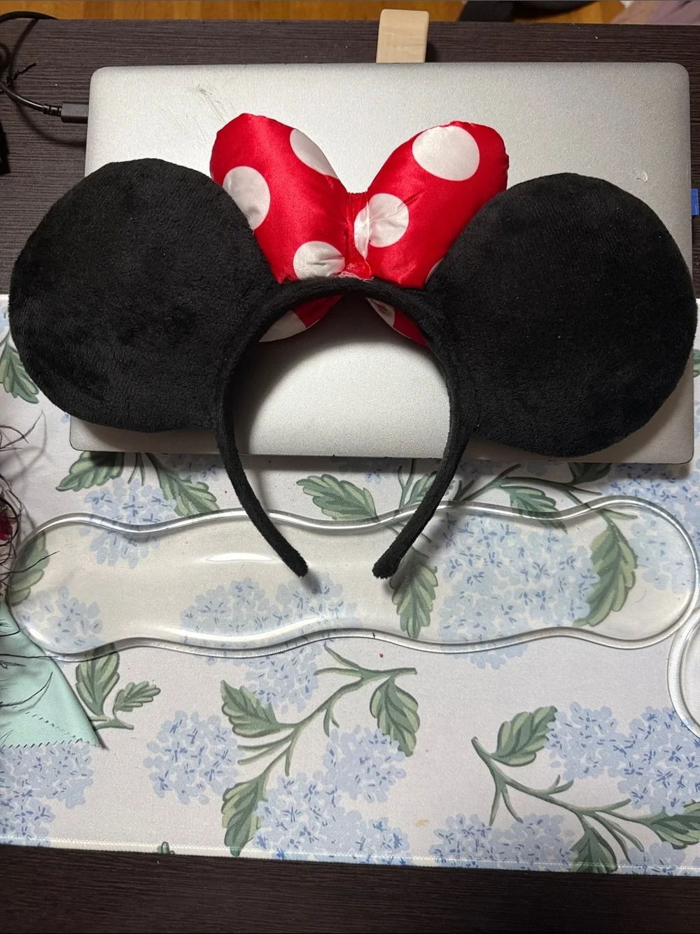 Women’s Minnie Mouse Black Ear Headband with Red Polka Dot Bow